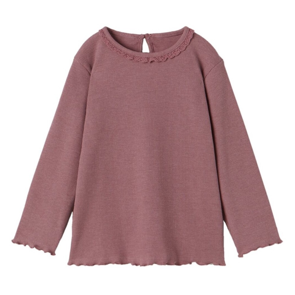 Zara Ribbed Long Sleeve Top with Lace, 9-12M